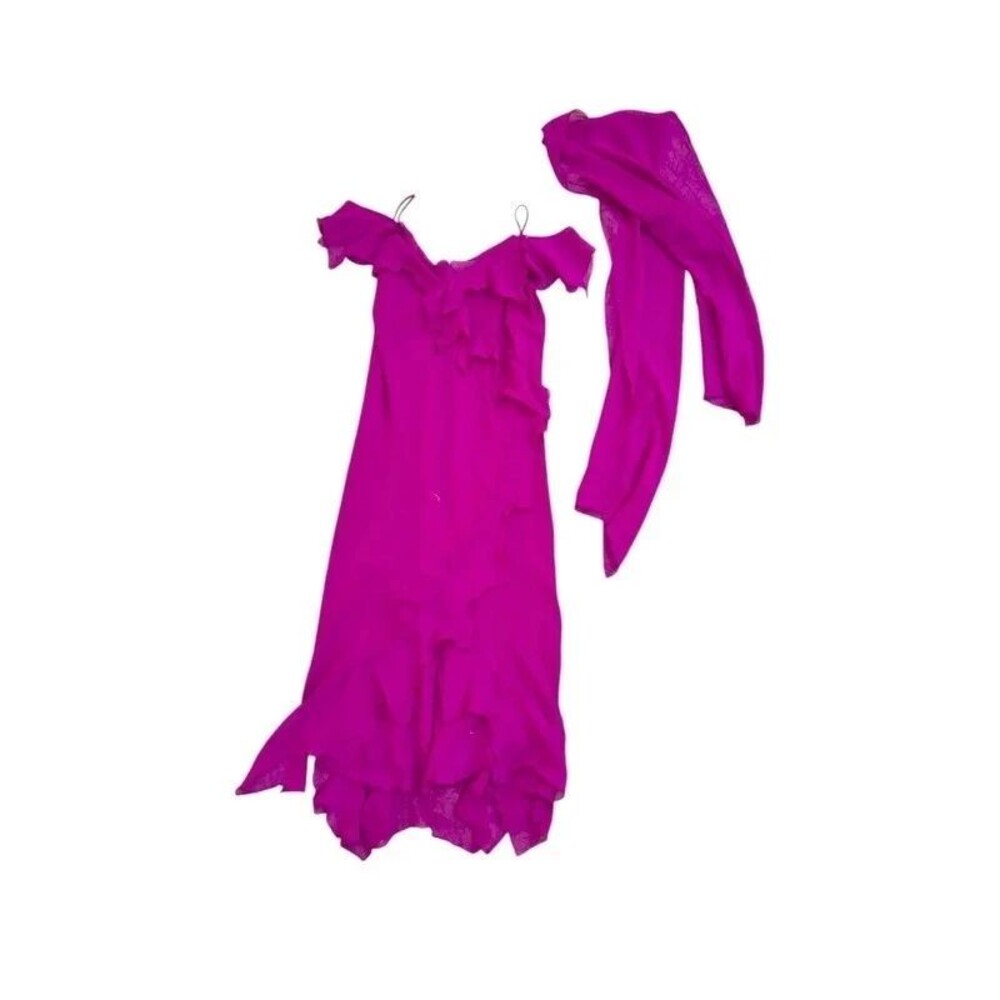Y2K Romantic Barbiecore Michaela Louisa Layered Ruffle Dress & Wrap - US12 UK16